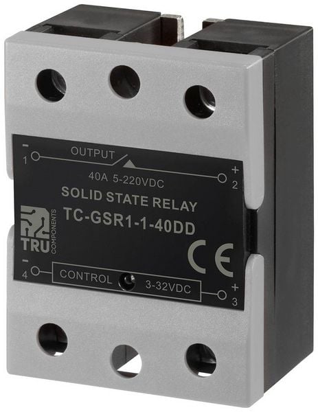 Produktbild: TRU COMPONENTS Halbleiterrelais TC-GSR-1-40DD 40 A Schaltspannung (max.): 220 V/DC Gleichstromschaltung 1 St.