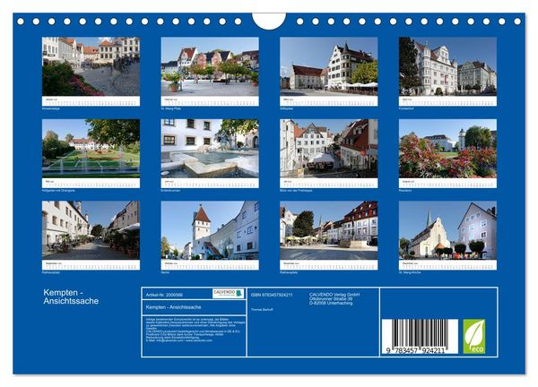 Produktbild: Kempten - Ansichtssache (Wandkalender 2026 DIN A4 quer), CALVENDO Monatskalender