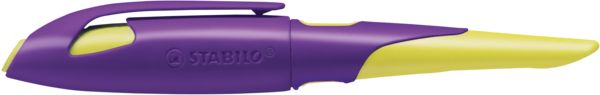 Produktbild: STABILO Ergonomischer Schulf&uuml;ller f&uuml;r Rechtsh&auml;nder mit Anf&auml;nger-Feder A -   EASYbirdy in violett/gelb - Einzelstift - inklusive Patrone