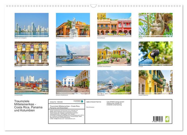 Produktbild: Traumziele Mittelamerikas - Costa Rica, Panama und Kolumbien (Wandkalender 2026 DIN A2 quer), CALVENDO Monatskalender