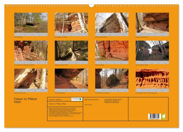 Produktbild: Felsen im Pf&auml;lzer Wald (Wandkalender 2026 DIN A2 quer), CALVENDO Monatskalender