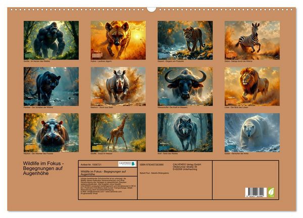 Produktbild: Wildlife im Fokus - Begegnungen auf Augenh&ouml;he (Wandkalender 2026 DIN A2 quer), CALVENDO Monatskalender