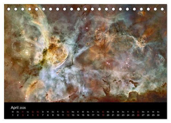 Produktbild: Der Weltraum. Spektakul&auml;re Gasnebel und Galaxien (Tischkalender 2026 DIN A5 quer), CALVENDO Monatskalender