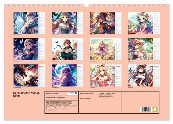 Produktbild: Bezaubernde Manga Elfen (Wandkalender 2026 DIN A2 quer), CALVENDO Monatskalender