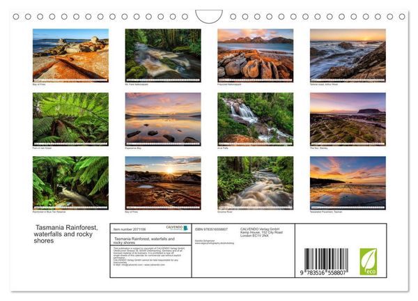 Produktbild: Tasmania Rainforest, waterfalls and rocky shores (Wall Calendar 2026 DIN A4 landscape), CALVENDO 12 Month Wall Calendar