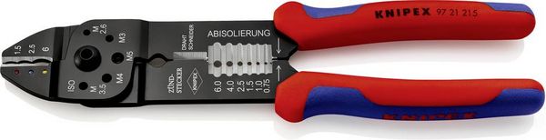 Produktbild: Knipex 97 21 215 Crimpzange Isolierte Kabelschuhe, Isolierte Steckverbinder 0.75 bis 6mm&sup2;