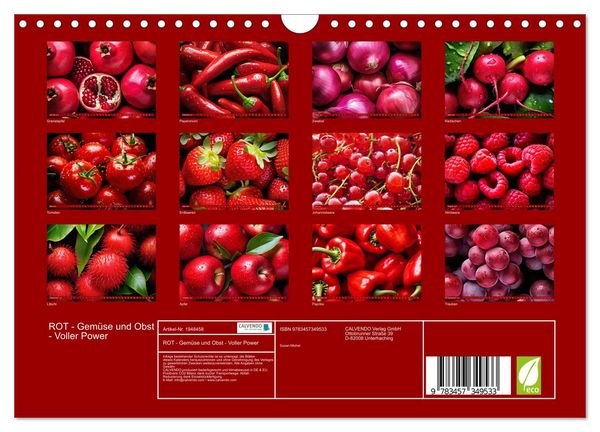 Produktbild: ROT - Gem&uuml;se und Obst - Voller Power (Wandkalender 2026 DIN A4 quer), CALVENDO Monatskalender