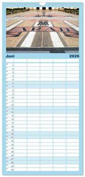 Produktbild: Familienplaner 2026 - Streifz&uuml;ge durch Arad mit 5 Spalten (Wandkalender, 21 x 45 cm) CALVENDO