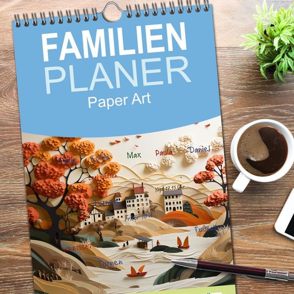 Produktbild: Familienplaner 2026 - Paper Art mit 5 Spalten (Wandkalender, 21 x 45 cm) CALVENDO