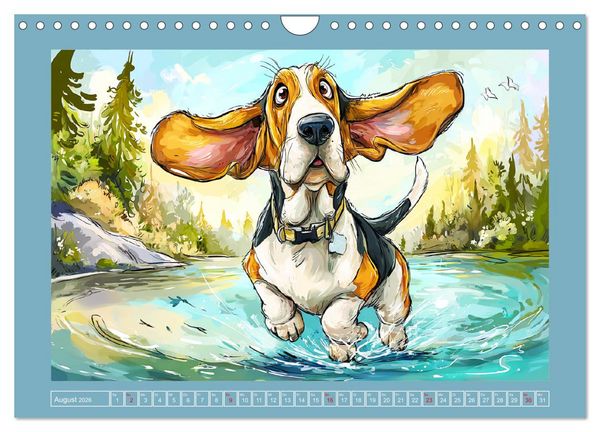 Produktbild: Basset Fun. Niedliche Hunde Cartoons zum Schmunzeln (Wandkalender 2026 DIN A4 quer), CALVENDO Monatskalender