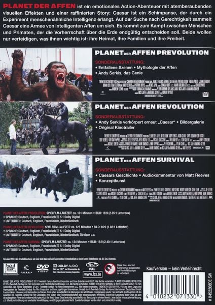 Planet der Affen Trilogie [3 DVDs]