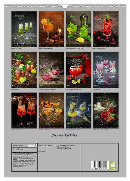 Produktbild: Mix it up - Cocktails (Wandkalender 2026 DIN A3 hoch), CALVENDO Monatskalender