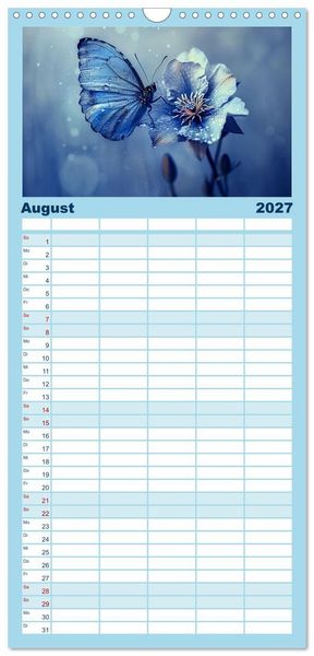 Produktbild: Familienplaner 2027 - Blauer Zauberflug mit 5 Spalten (Wandkalender, 21 x 45 cm) CALVENDO