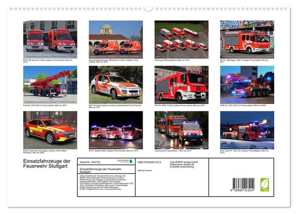 Produktbild: Einsatzfahrzeuge der Feuerwehr Stuttgart (hochwertiger Premium Wandkalender 2027 DIN A2 quer), Kunstdruck in Hochglanz