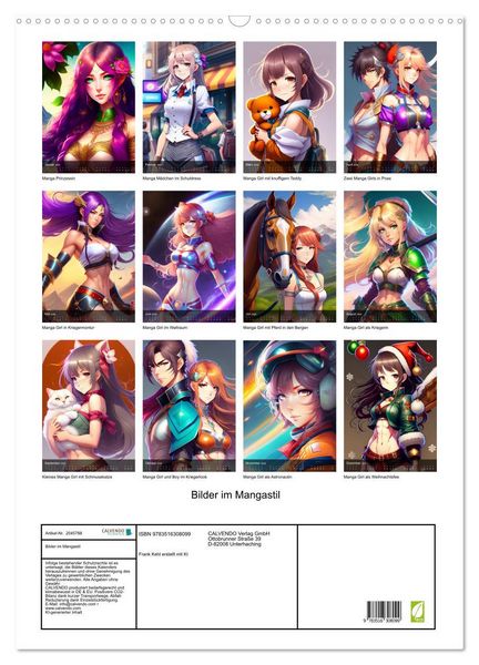Produktbild: Bilder im Mangastil (Wandkalender 2026 DIN A2 hoch), CALVENDO Monatskalender