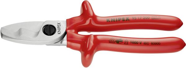Produktbild: Knipex 95 17 200 Kabelschere Geeignet f&uuml;r (Abisoliertechnik) Alu- und Kupferkabel, ein- und mehrdr&auml;htig 20 mm 70 mm&sup2; 0