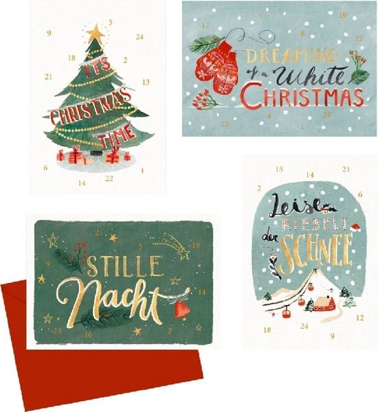 Produktbild: Mini-Adventskalender-Sortiment - Weihnachtliches Handlettering
