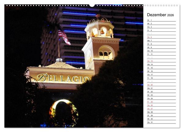 Produktbild: LAS VEGAS - by night (Wandkalender 2026 DIN A2 quer), CALVENDO Monatskalender