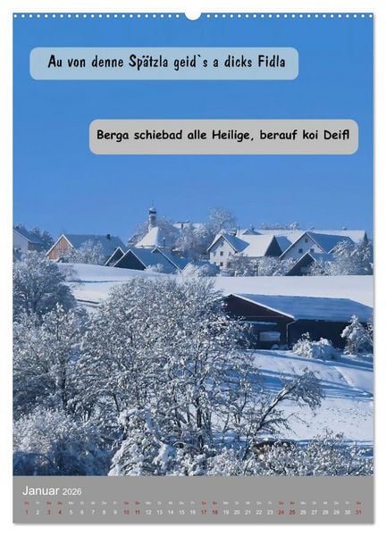 Produktbild: Schw&auml;bische Sprichw&ouml;rter Oifach g`redt (Wandkalender 2026 DIN A2 hoch), CALVENDO Monatskalender
