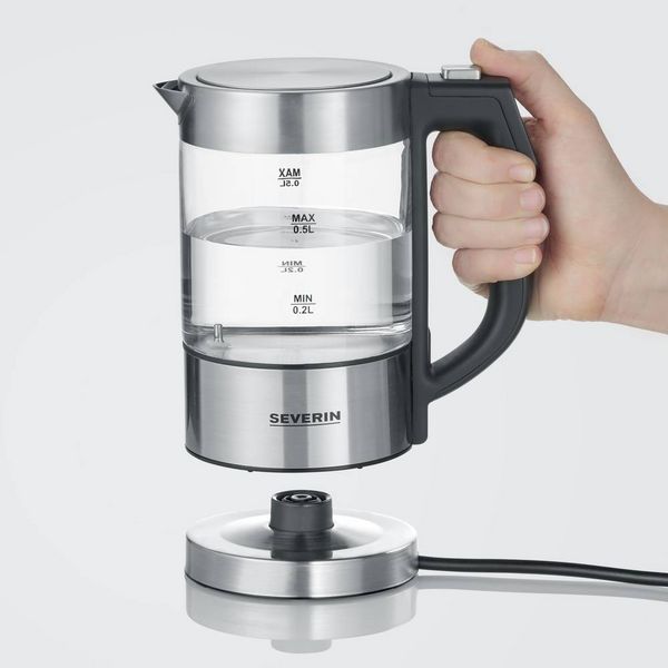 Produktbild: Severin WK 3458 Wasserkocher schnurlos, BPA-frei Edelstahl, Schwarz Fassungsverm&ouml;gen: 0.5l