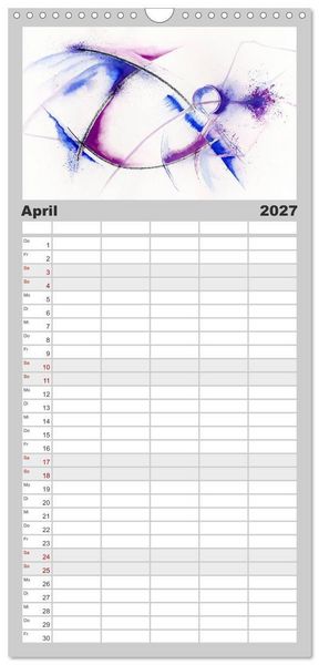 Produktbild: Familienplaner 2027 - Abstrakte Aquarelle mit 5 Spalten (Wandkalender, 21 x 45 cm) CALVENDO