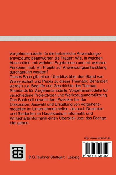 Produktbild: Vorgehensmodelle f&uuml;r die betriebliche Anwendungsentwicklung