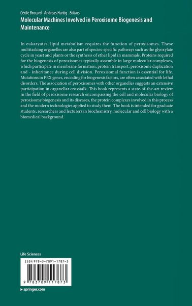 Produktbild: Molecular Machines Involved in Peroxisome Biogenesis and Maintenance
