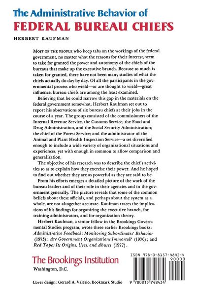 Produktbild: Administrative Behavior of Federal Bureau Chiefs