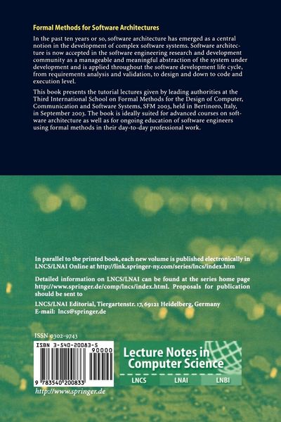 Produktbild: Formal Methods for Software Architectures