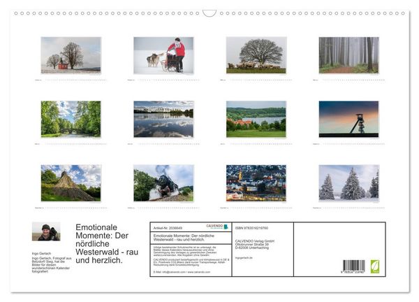 Produktbild: Emotionale Momente: Der n&ouml;rdliche Westerwald - rau und herzlich. (Wandkalender 2026 DIN A2 quer), CALVENDO Monatskalender