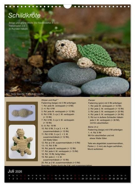 Produktbild: Amigurumi - H&auml;kelideen mit Anleitung (Wandkalender 2026 DIN A3 hoch), CALVENDO Monatskalender