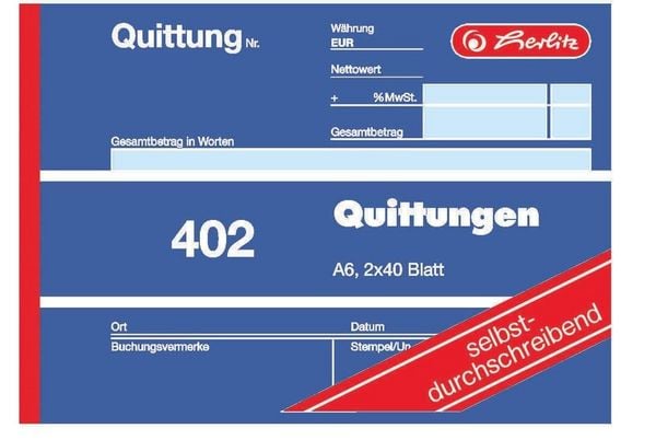 Produktbild: Quittungsblock A6 402 2x40 Bl. selbstdurchschreibend