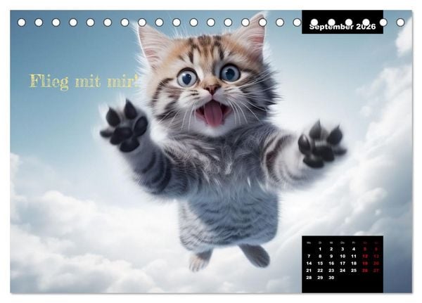 Produktbild: Katzen k&ouml;nnen alles, au&szlig;er traurig. (Tischkalender 2026 DIN A5 quer), CALVENDO Monatskalender