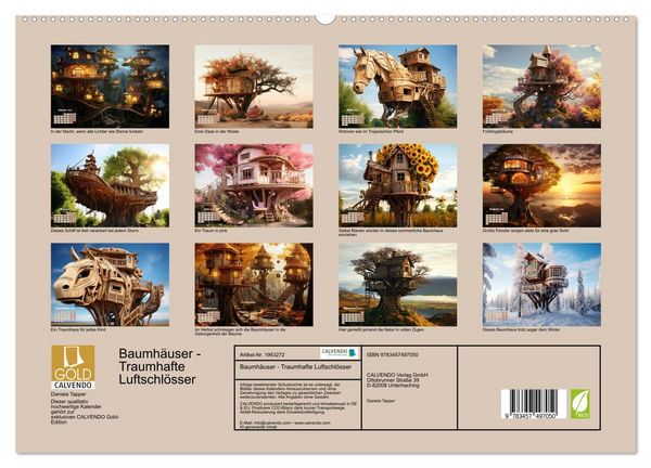 Produktbild: Baumh&auml;user - Traumhafte Luftschl&ouml;sser (hochwertiger Premium Wandkalender 2026 DIN A2 quer), Kunstdruck in Hochglanz