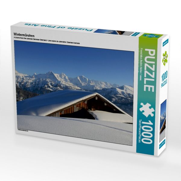 Produktbild: CALVENDO Puzzle Winterm&auml;rchen - verschneite Almh&uuml;tte - Eiger, M&ouml;nch, Jungfrau | 1000 Teile Lege-Gr&ouml;&szlig;e 64x48cm Foto-Puzzle f&uuml;r gl&uuml;ckliche Stunden