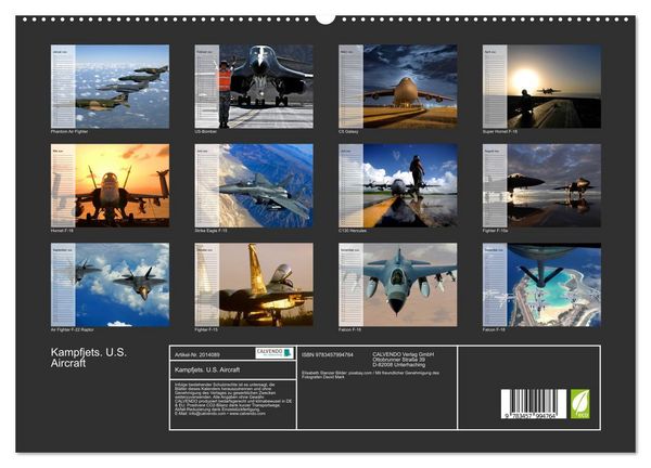 Produktbild: Kampfjets. U.S. Aircraft (hochwertiger Premium Wandkalender 2026 DIN A2 quer), Kunstdruck in Hochglanz