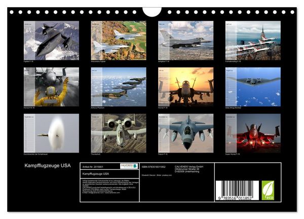 Produktbild: Kampfflugzeuge USA (Wandkalender 2026 DIN A4 quer), CALVENDO Monatskalender