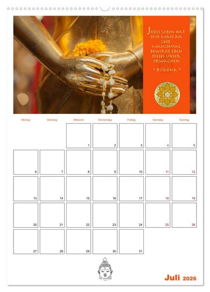 Produktbild: Buddhas Zitate und Weisheiten (Wandkalender 2026 DIN A2 hoch), CALVENDO Monatskalender