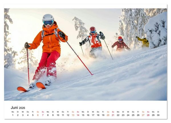 Produktbild: Skifahren - endlich Schnee (hochwertiger Premium Wandkalender 2026 DIN A2 quer), Kunstdruck in Hochglanz