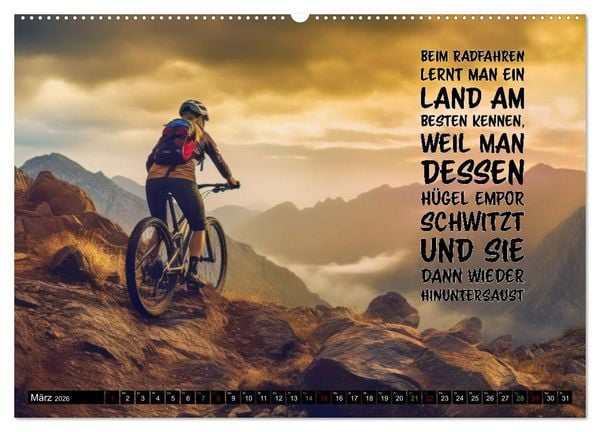 Produktbild: Faszination Fahrrad - coole Spr&uuml;che (Wandkalender 2026 DIN A2 quer), CALVENDO Monatskalender