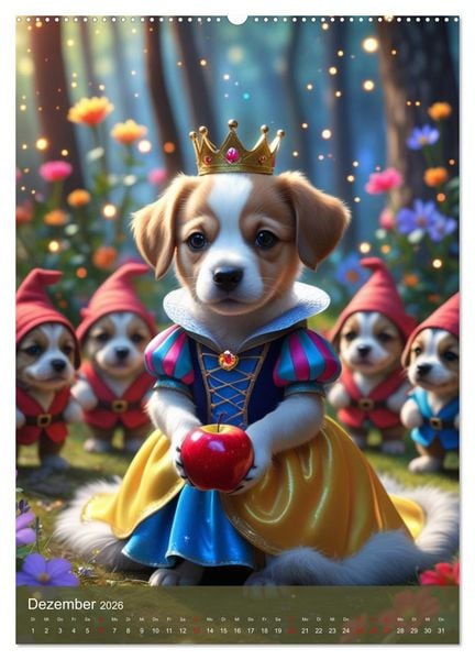 Produktbild: Puppy Tales - M&auml;rchen auf vier Pfoten (hochwertiger Premium Wandkalender 2026 DIN A2 hoch), Kunstdruck in Hochglanz