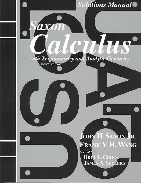 Produktbild: Solutions Manual for Saxon Calculus with Trigonometry and Analytic Geometry