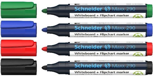 Schneider Whiteboard-Marker Maxx 290, 4er Etui, farbig sortiert