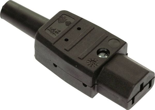 Produktbild: AS Schwabe 62081 Kaltger&auml;te-Steckverbinder Stecker, gerade Gesamtpolzahl: 2 10 A Schwarz 1 St.