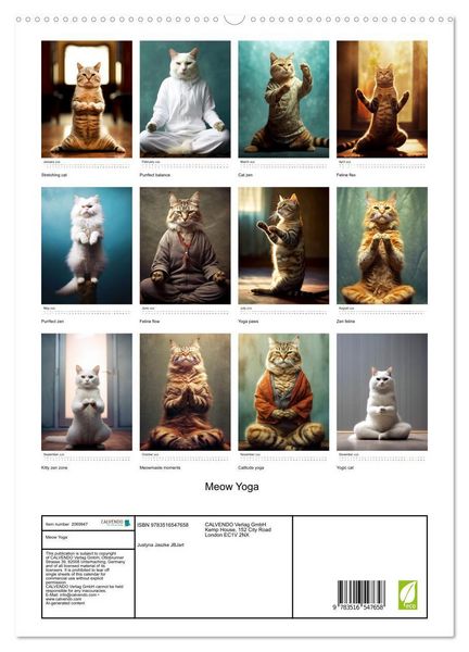 Produktbild: Meow Yoga (High Quality Premium Wall Calendar 2026 DIN A2 portrait),CALVENDO 12 Month Wall Calendar