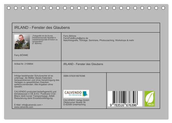 Produktbild: IRLAND - Fenster des Glaubens (Tischkalender 2026 DIN A5 quer), CALVENDO Monatskalender