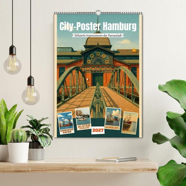 Produktbild: City Poster Hamburg - Stilisierte Impressionen der Hansestadt (Wandkalender 2027 DIN A2 hoch), CALVENDO Monatskalender