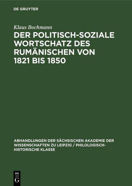 Produktbild: Der Politisch-Soziale Wortschatz des Rum&auml;nischen von 1821 bis 1850