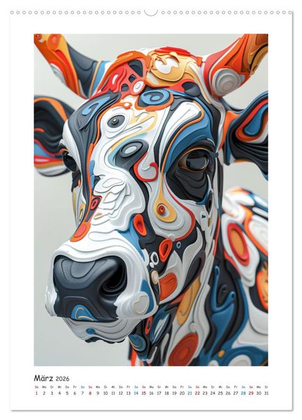 Produktbild: Tierische Kunst (hochwertiger Premium Wandkalender 2026 DIN A2 hoch), Kunstdruck in Hochglanz