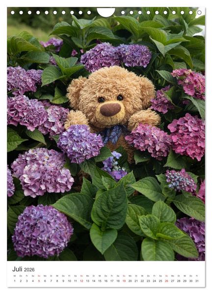 Produktbild: Travelling Teddy liebt Blumen und Bl&uuml;ten (Wandkalender 2026 DIN A4 hoch), CALVENDO Monatskalender